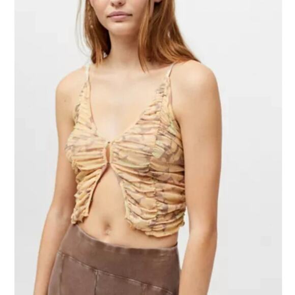 Urban Outfitters Tamara Mesh Corset Cami In Orange Multi - Picture 1 of 6
